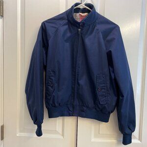 EUC American Eagle Vintage 90's Jacket, Navy w/Plaid Lining, Pockets, Zipper, Sm